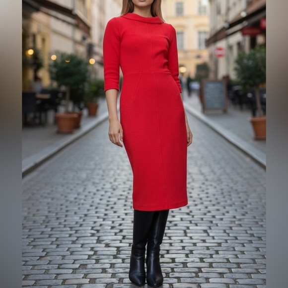 Boden Dresses & Skirts - Boden Marissa Vibrant Red Midi Dress Power Red Sheath Holiday 6 Long Runs Small